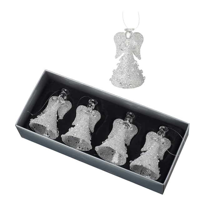 Heaven Sends Small Glass Frosted Angels Set Of Four