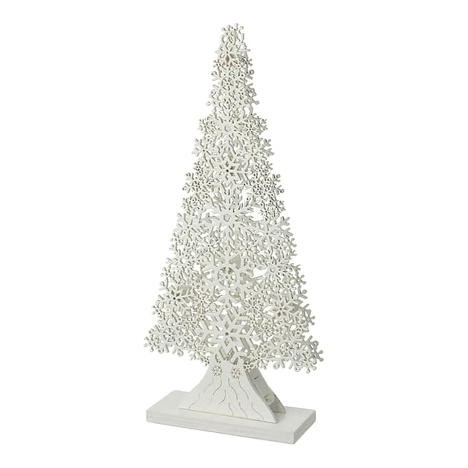 Heaven Sends Light Up White Wooden Snowflake Tree