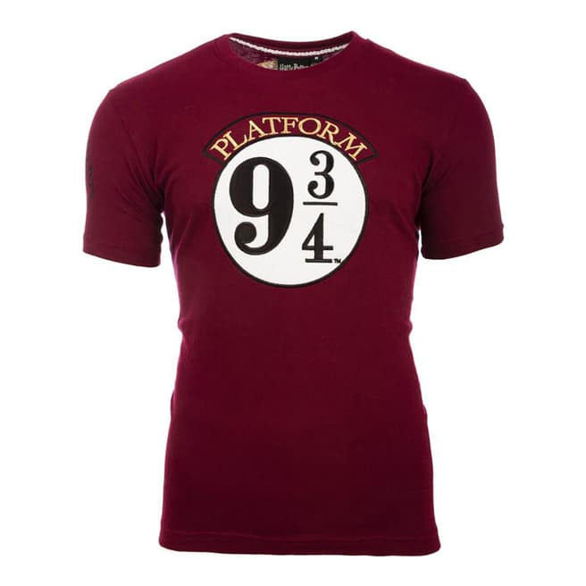 Harry Potter Maroon Platform 9 3/4 Applique Tee Shirt