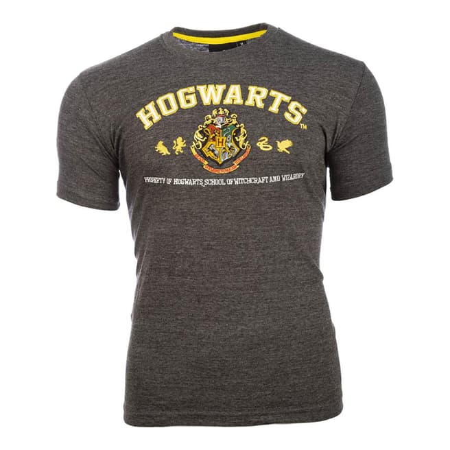 Harry Potter Charcoal Hogwarts Applique Tee Shirt