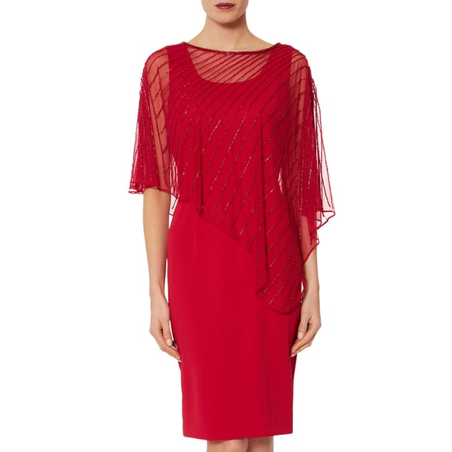 Gina Bacconi Rose/Red Keeley Crepe Dress