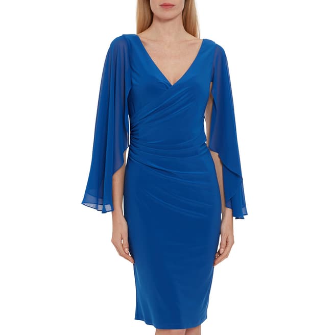 Gina Bacconi Blue  Idina Jersey And Chiffon Dress