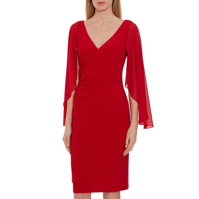 Gina Bacconi Red  Idina Jersey And Chiffon Dress
