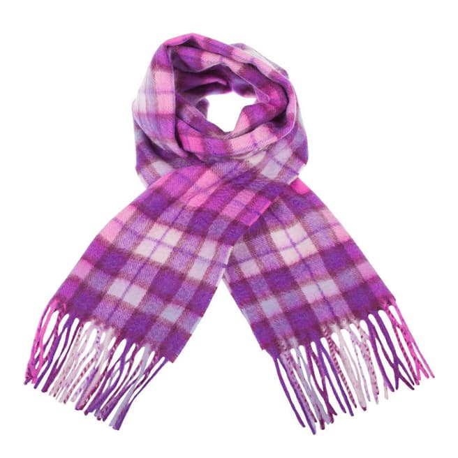 Edinburgh Cashmere Purple Pink Winter Check Scarf