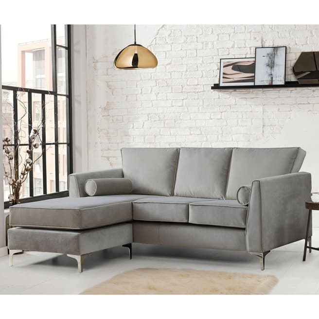 The Great Sofa Company The Icon 3 Seater Left Hand Chaise, Velvet Grey