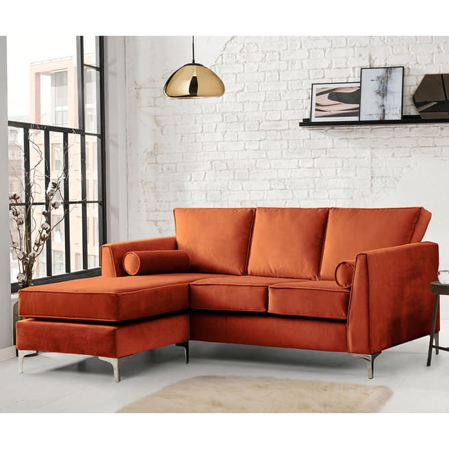 The Great Sofa Company The Icon 3 Seater Left Hand Chaise, Velvet Apricot