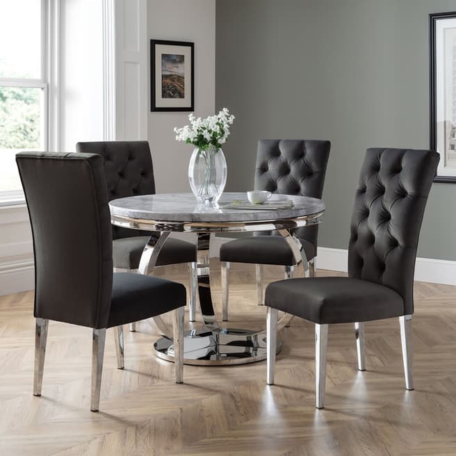 The Great Cabinet Company Philipe Round Faux Marble Dining Table & 4 Black Dining Chairs