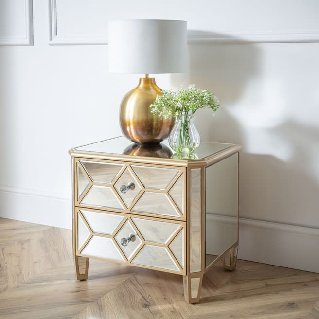 The Great Cabinet Company Elegance Gold Mirror Bed Side Table