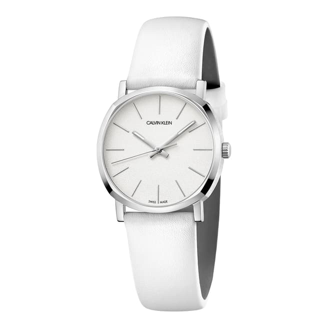 Calvin Klein White Posh Leather Watch 32mm