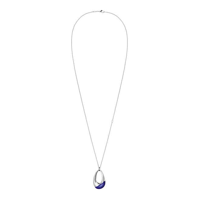 Calvin Klein Silver Blue Ellipse Long Pendant Necklace