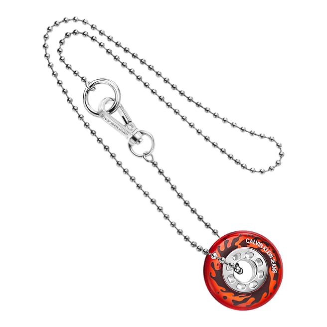 Calvin Klein Silver Red CKJ Spin Popsicle Necklace
