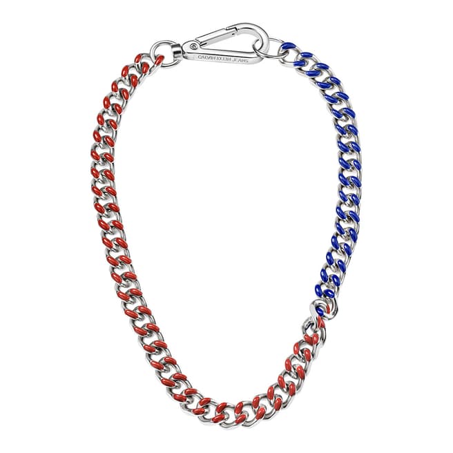 Calvin Klein Red Blue Thick CKJ Short Necklace