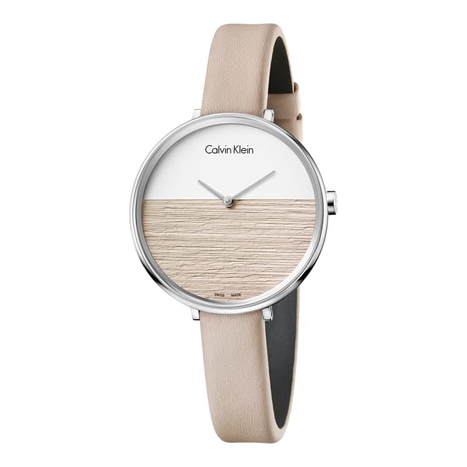 Calvin Klein Beige Rise Leather Watch 38mm