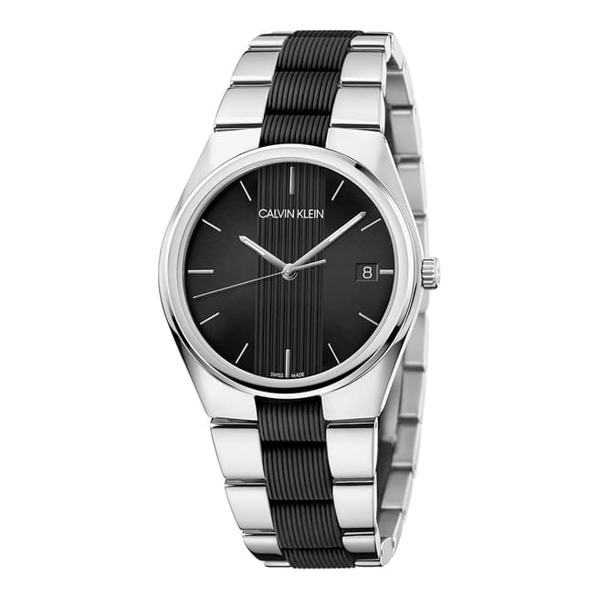 Calvin Klein Silver Black Contra Bracelet Watch 40mm