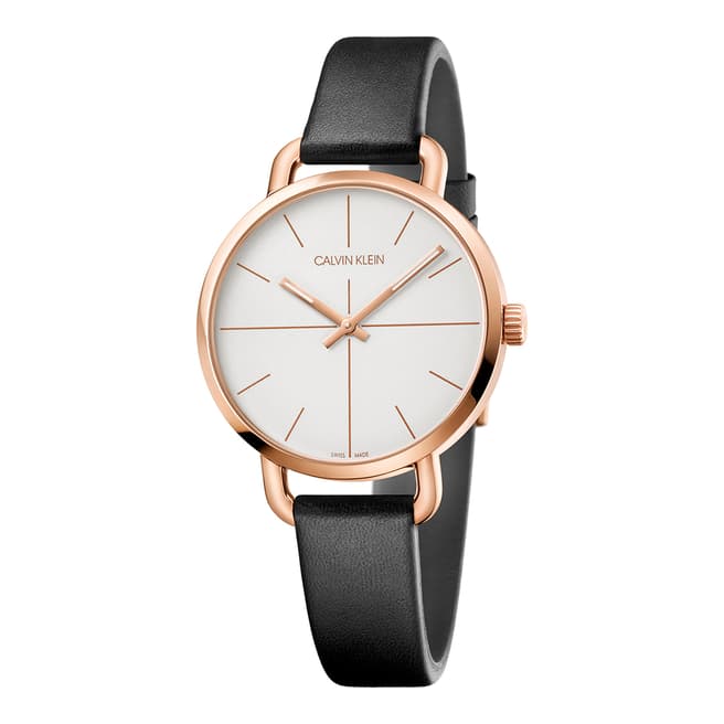Calvin Klein Black Rose Gold Even Leather Watch 36mm