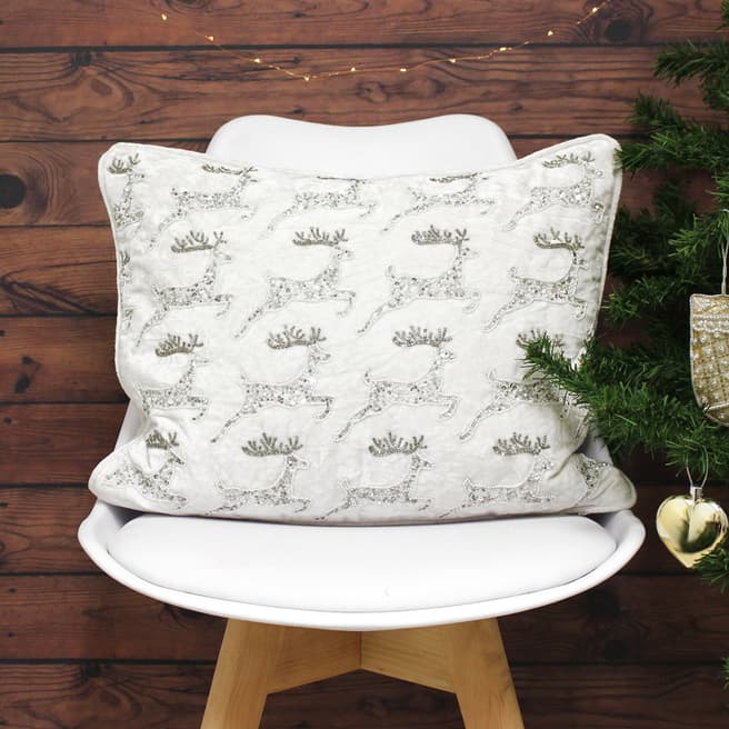 Paoletti White Christmas Reindeer 35x50cm Cushion