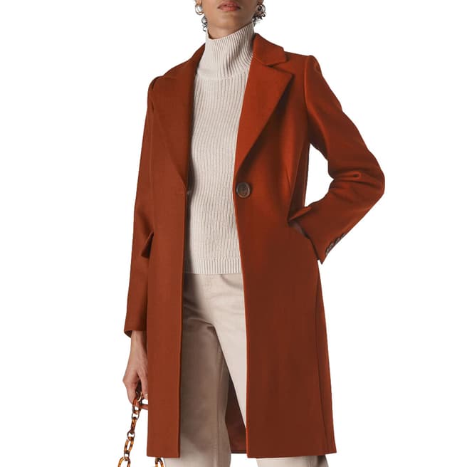 WHISTLES Rust Clara Wool Blend Coat