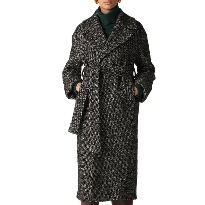 WHISTLES Black Leila Wool Blend Coat
