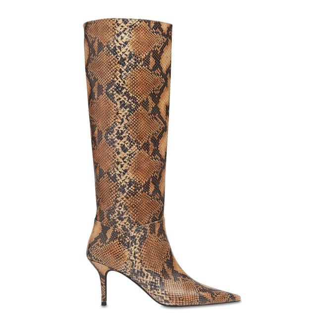 WHISTLES Snake Print Conna Leather Boots