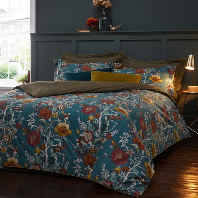 Paoletti Bloom Single Duvet Cover Set, Teal
