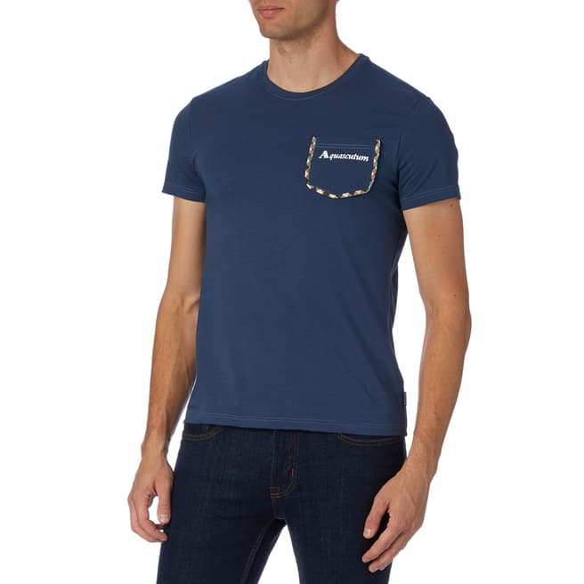 Aquascutum Royal Blue Patch T-Shirt