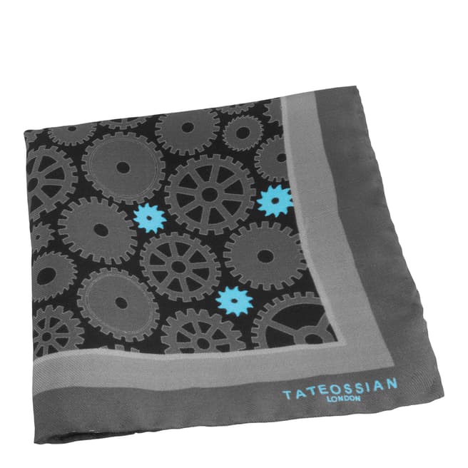 Tateossian Grey Gears Pocket Square 30x30