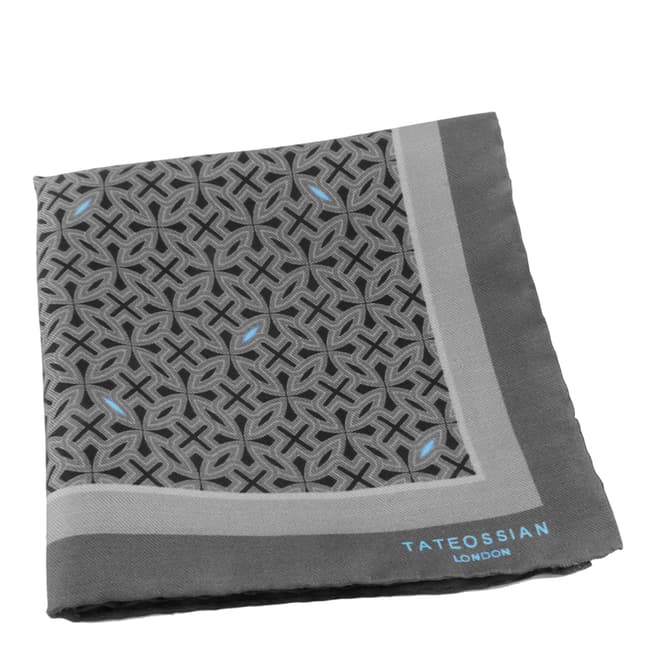 Tateossian Grey Silk Pocket Square