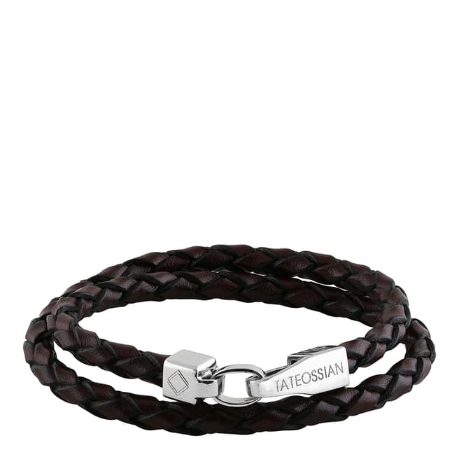 Tateossian Dark Brown Double Wrap Leather Bracelet