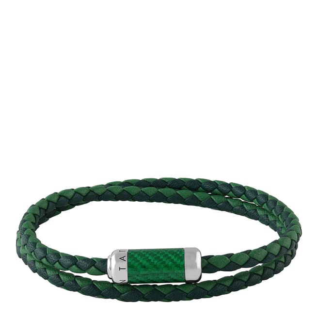 Tateossian Dark Green Leather Wrap Bracelet