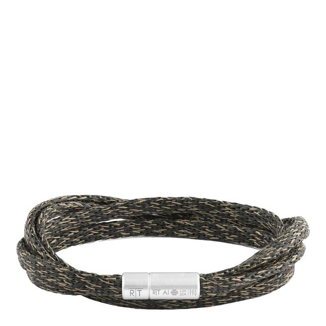 Tateossian Brown Grey Wax Cord Double Camo Bracelet