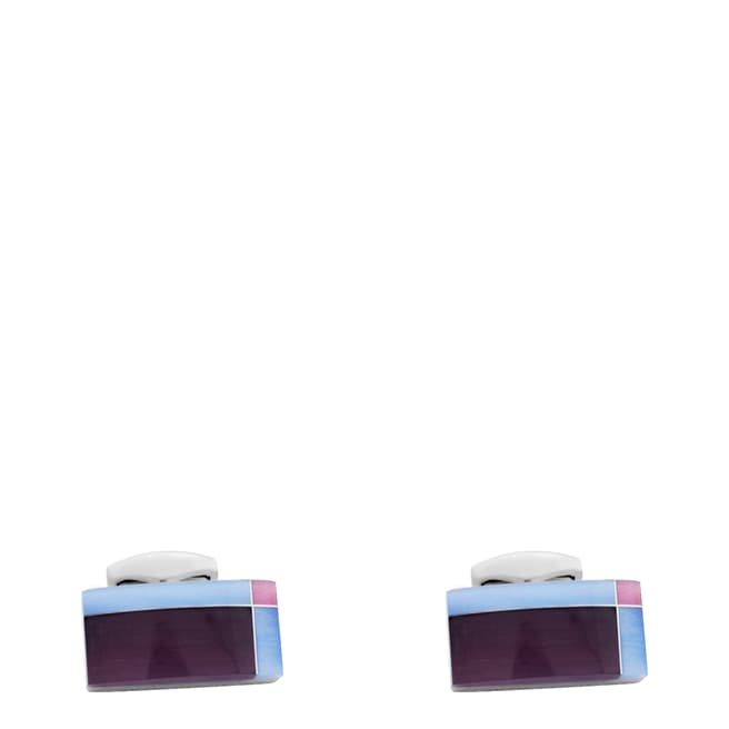 Tateossian Purple Glass Tablet Tartan Cufflinks