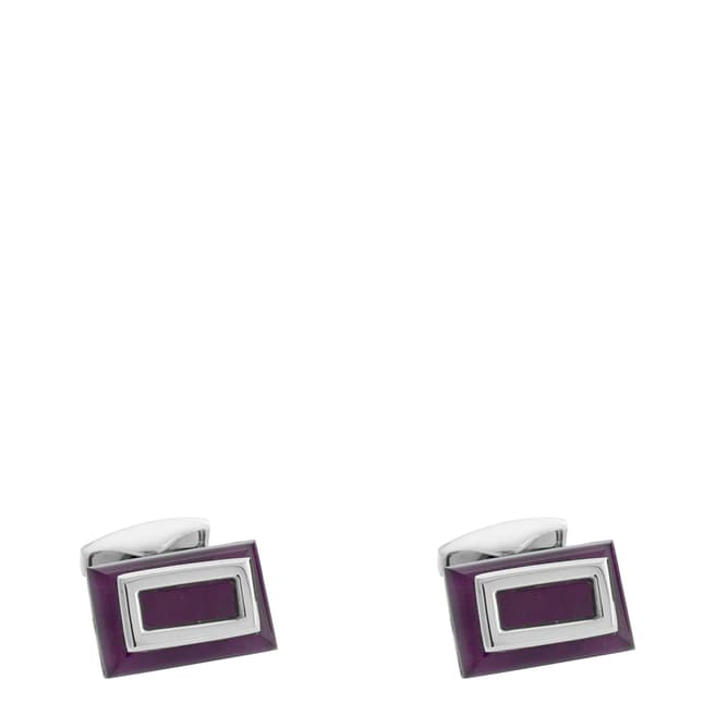 Tateossian Silver Purple Rectangular Window Cufflinks