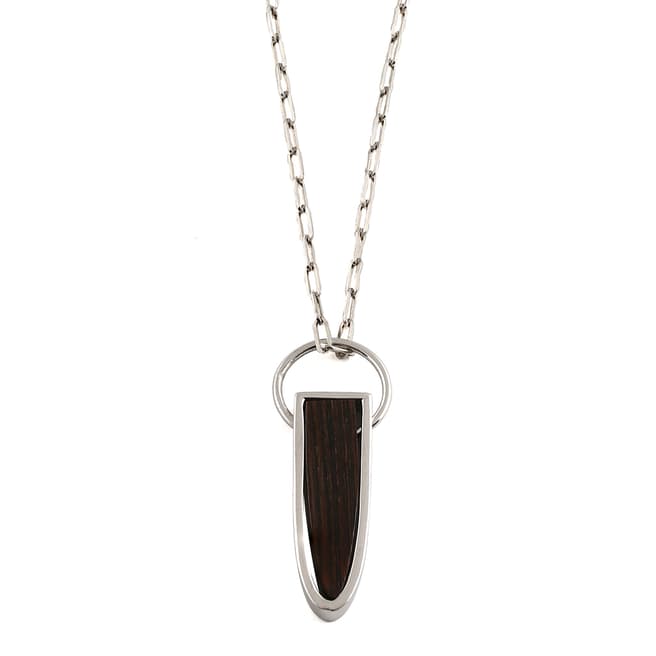 Tateossian Silver Brown Bullet Pendant Necklace