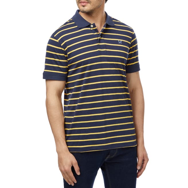 Crew Clothing Navy Narrow Stripe Cotton Polo Shirt