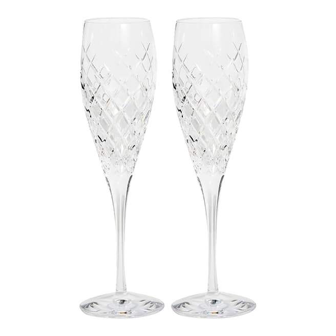 Soho Home Set of 2 Barwell Cut Crystal Champagne Flutes in Gift Box