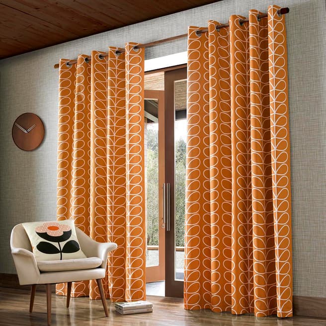 Orla Kiely Linear Stem 229x137cm Curtains, Papaya 