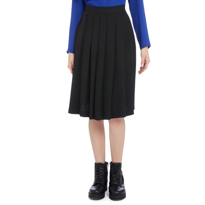 STEFANEL Black Pleated Knee Length Skirt
