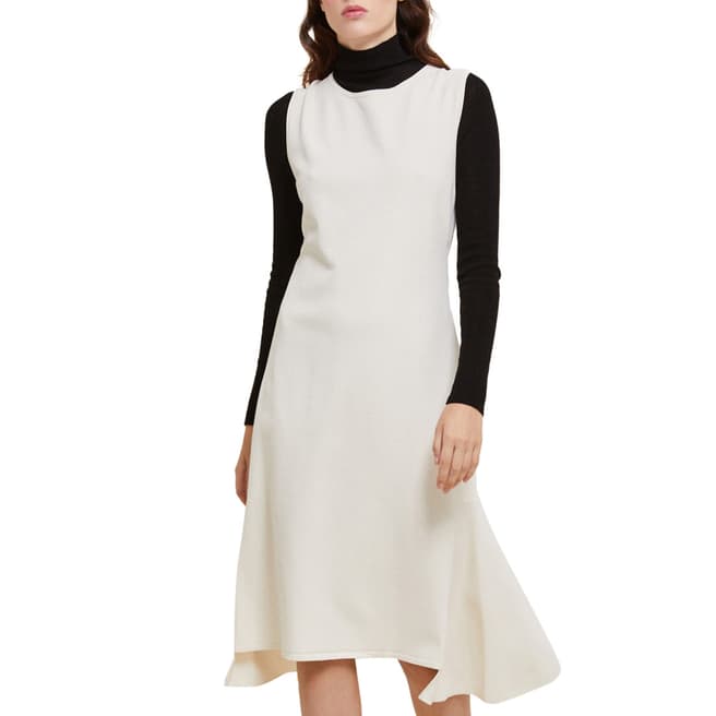 STEFANEL Cream Midi Length Dress