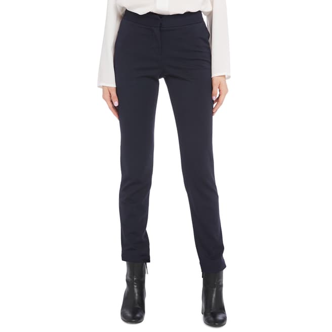 STEFANEL Navy Fitted Stretch Trousers