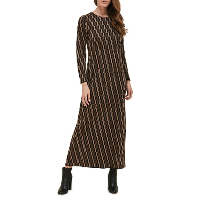 STEFANEL Brown Printed Maxi Dress