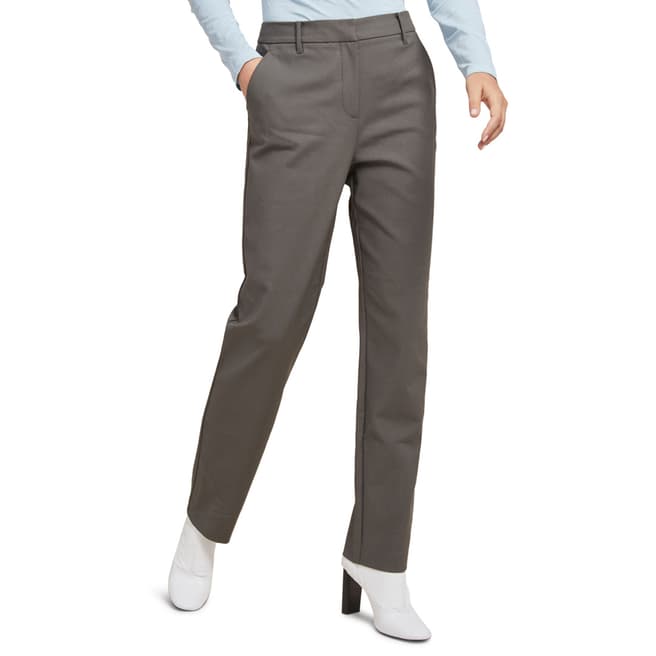 STEFANEL Grey Cotton Blend Stretch Trousers