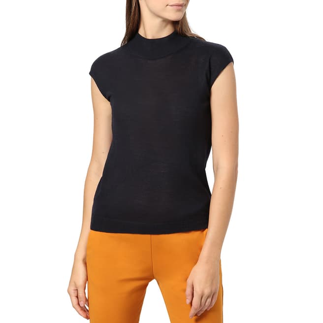 STEFANEL Navy Wool Blend Knitted Top