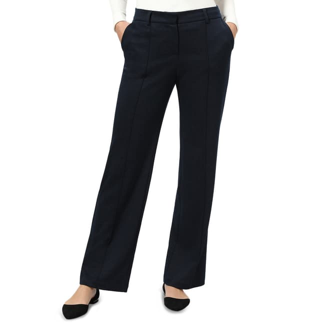 STEFANEL Navy Mid Rise Straight Trousers