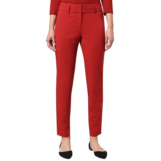 STEFANEL Red Straight Leg Stretch Trousers