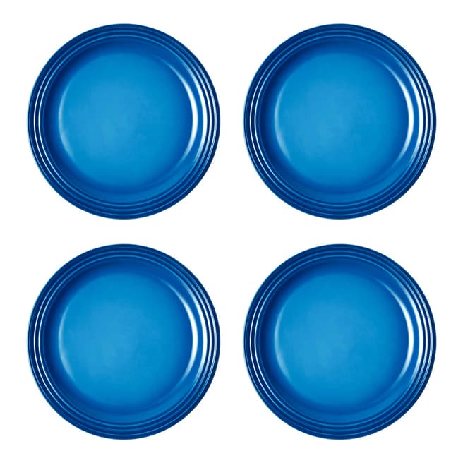 Le Creuset Set of 4 Marseille Blue Dinner Plates