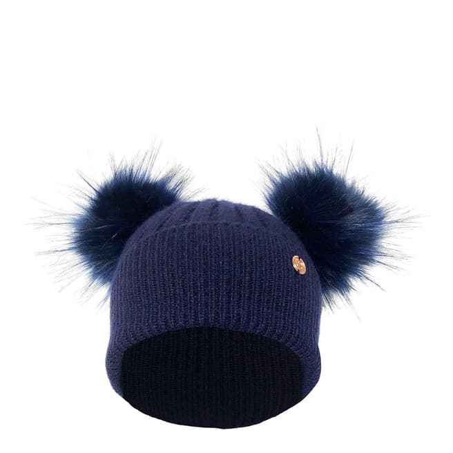 Look Like Cool Kids Navy Cashmere Pom Pom Beanie Hat
