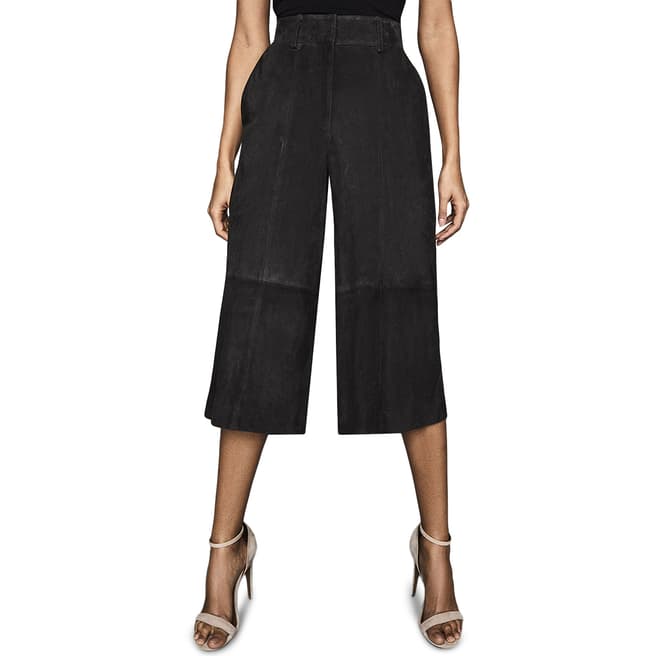 Reiss Charcoal Ottie Suede Culottes