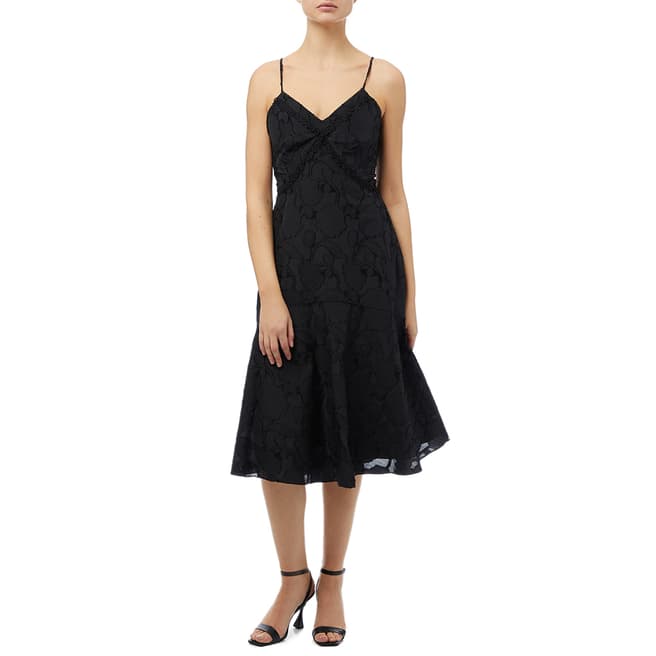 Reiss Black Ania Textured Strappy Dress