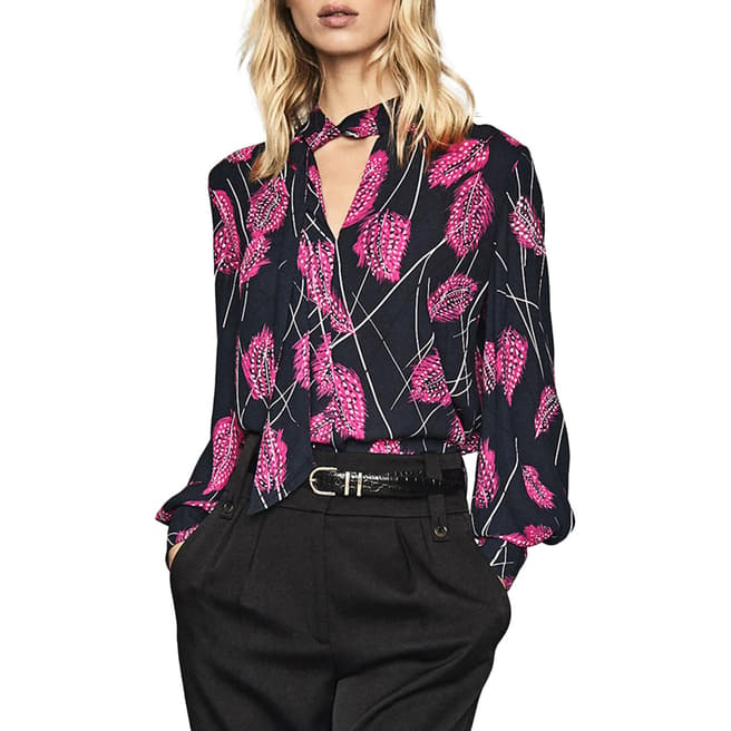 Reiss Pink Lily Feather Blouse