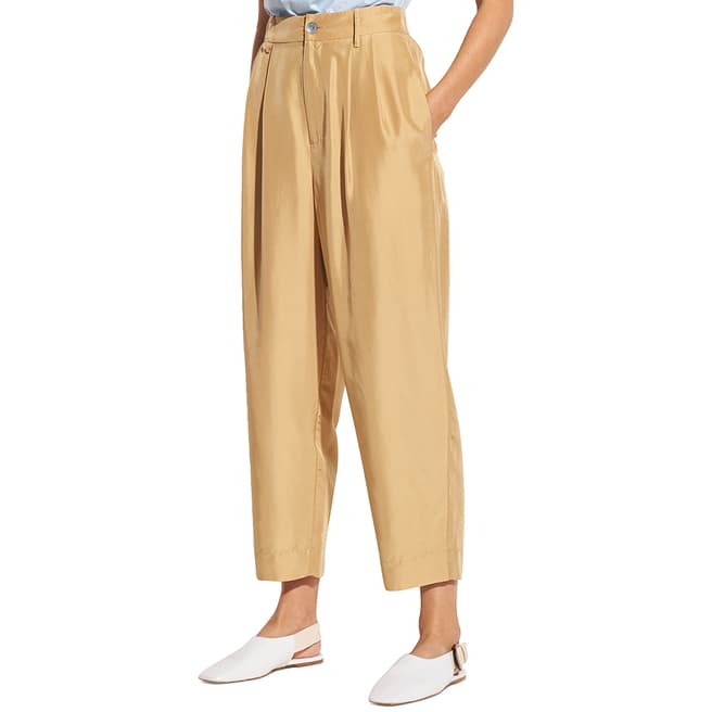 Vince Beige Tapered Silk Trousers